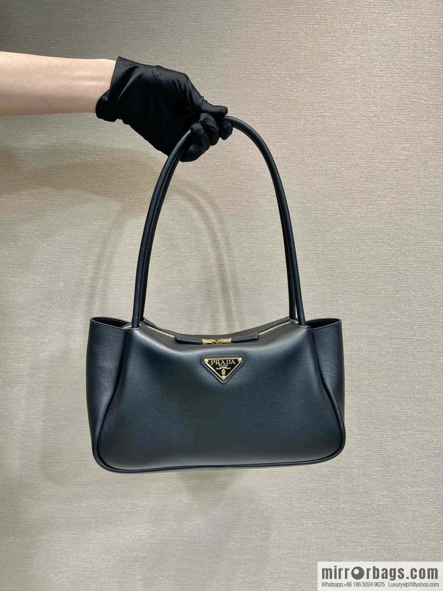 PRADA imported calfskin shoulder backpack 1BA444 black