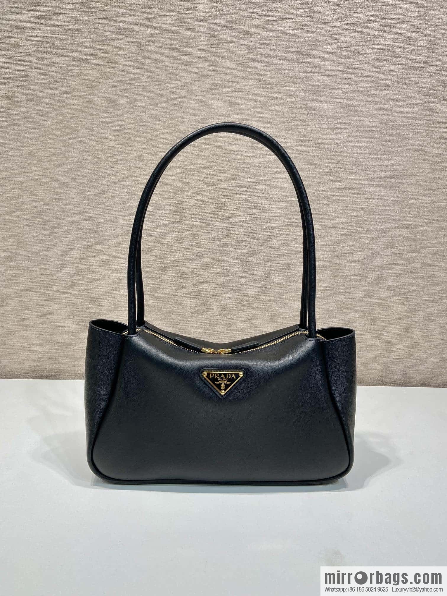 PRADA imported calfskin shoulder backpack 1BA444 black