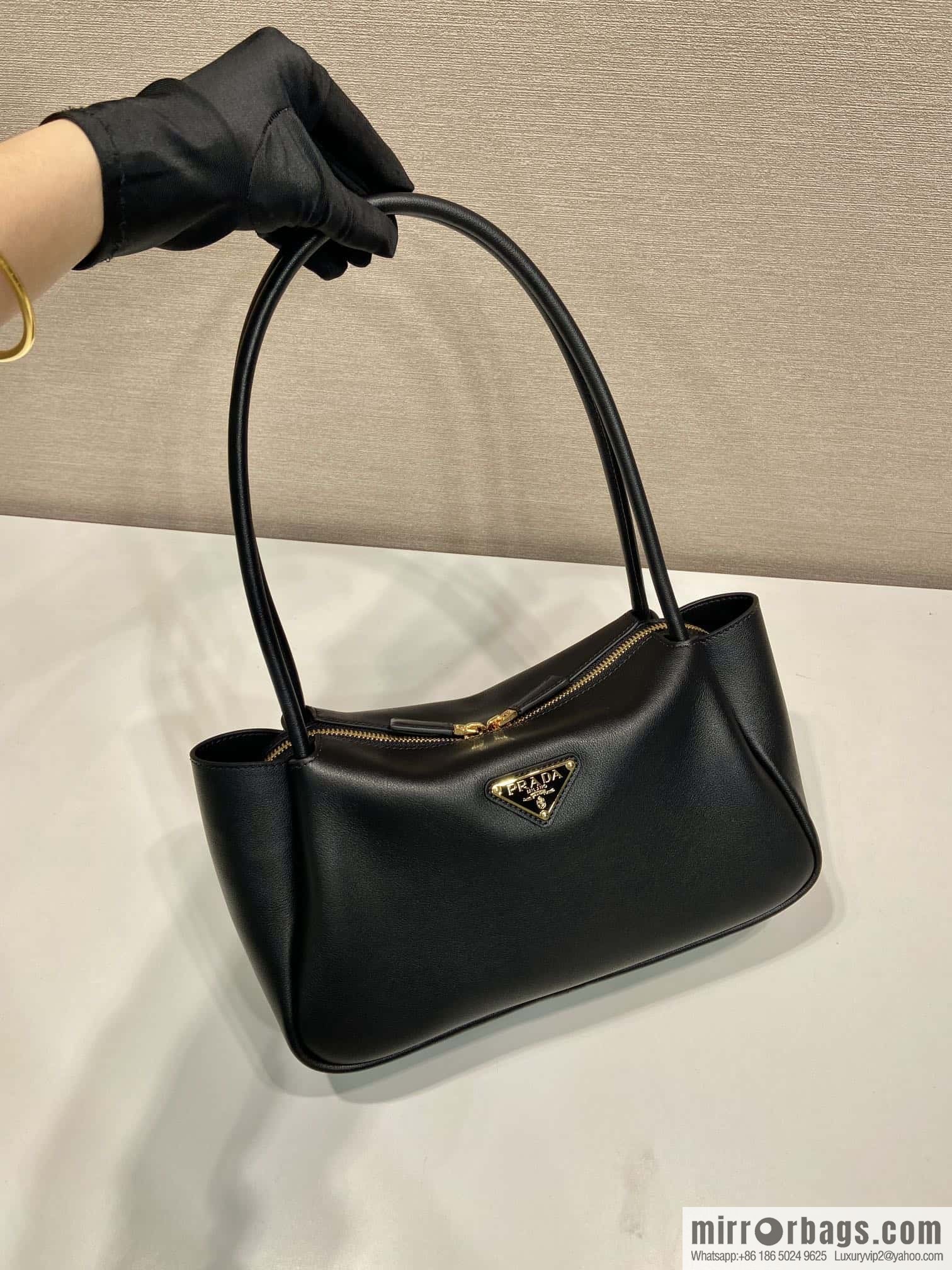 PRADA imported calfskin shoulder backpack 1BA444 black