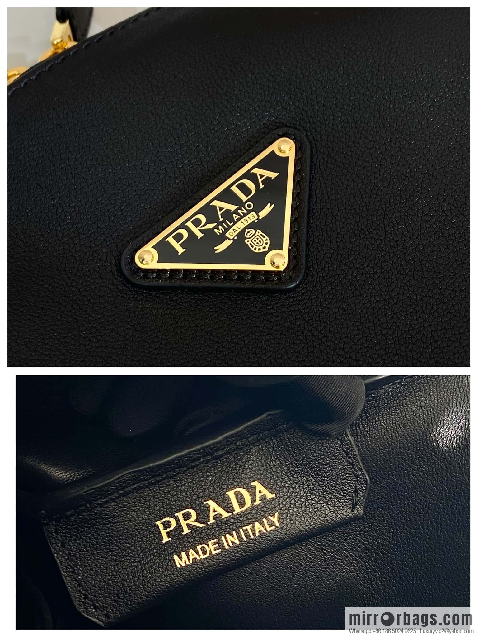 PRADA imported calfskin shoulder backpack 1BA444 black