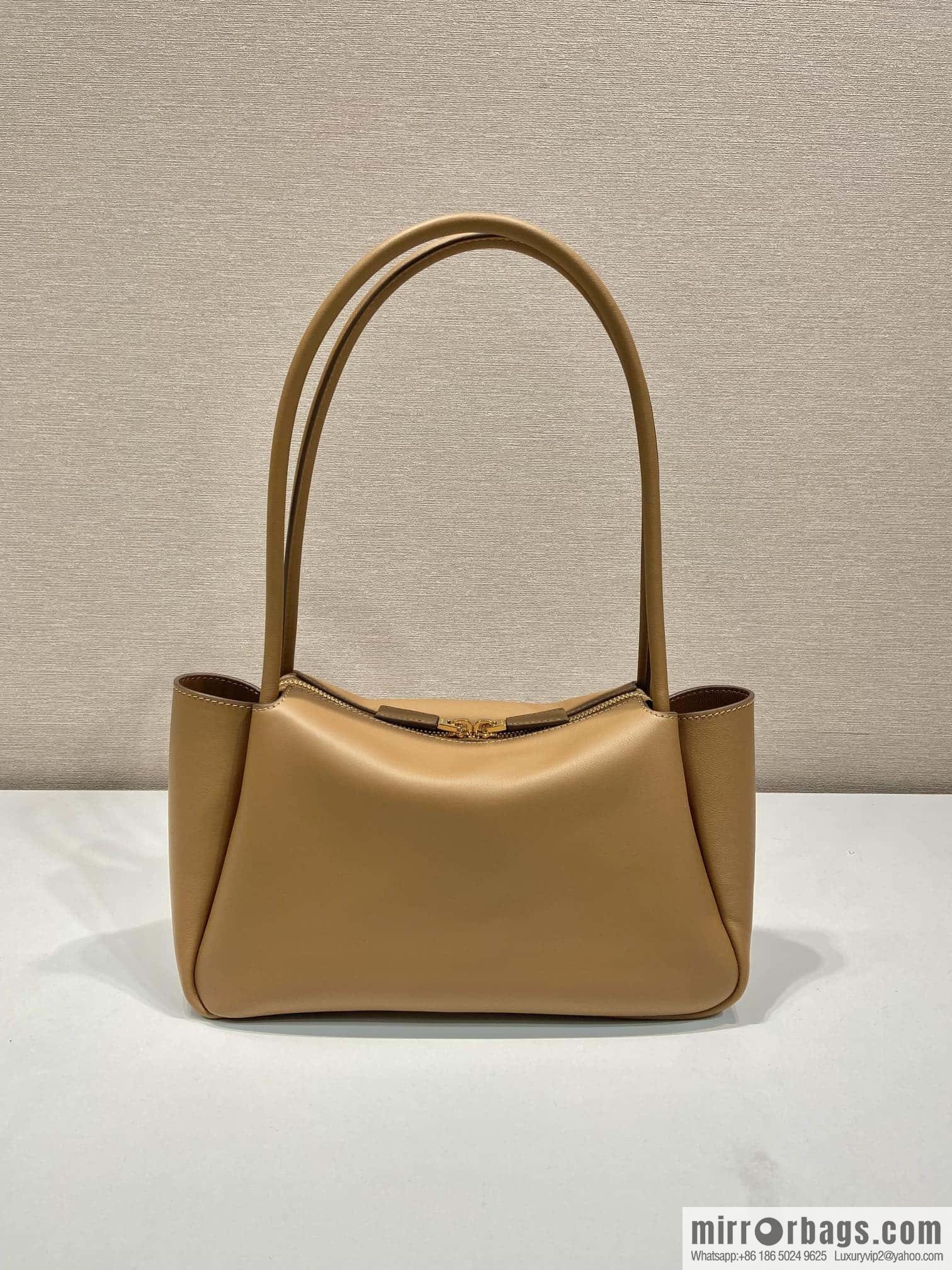PRADA imported calfskin shoulder backpack 1BA444 caramel color