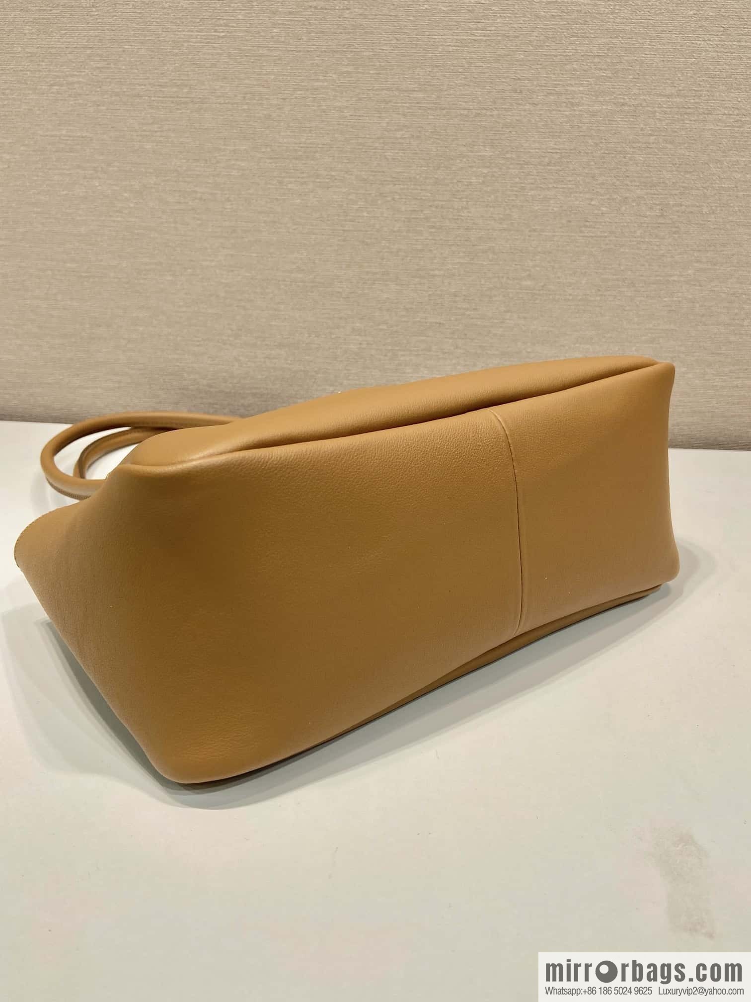 PRADA imported calfskin shoulder backpack 1BA444 caramel color