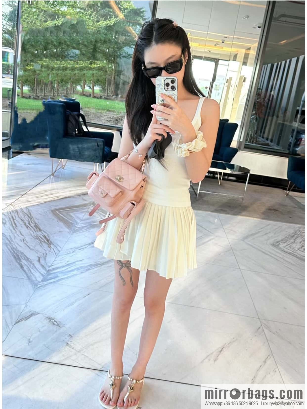CHANEL 23K new, tank Dumas small shoulder backpack AS4399 light pink