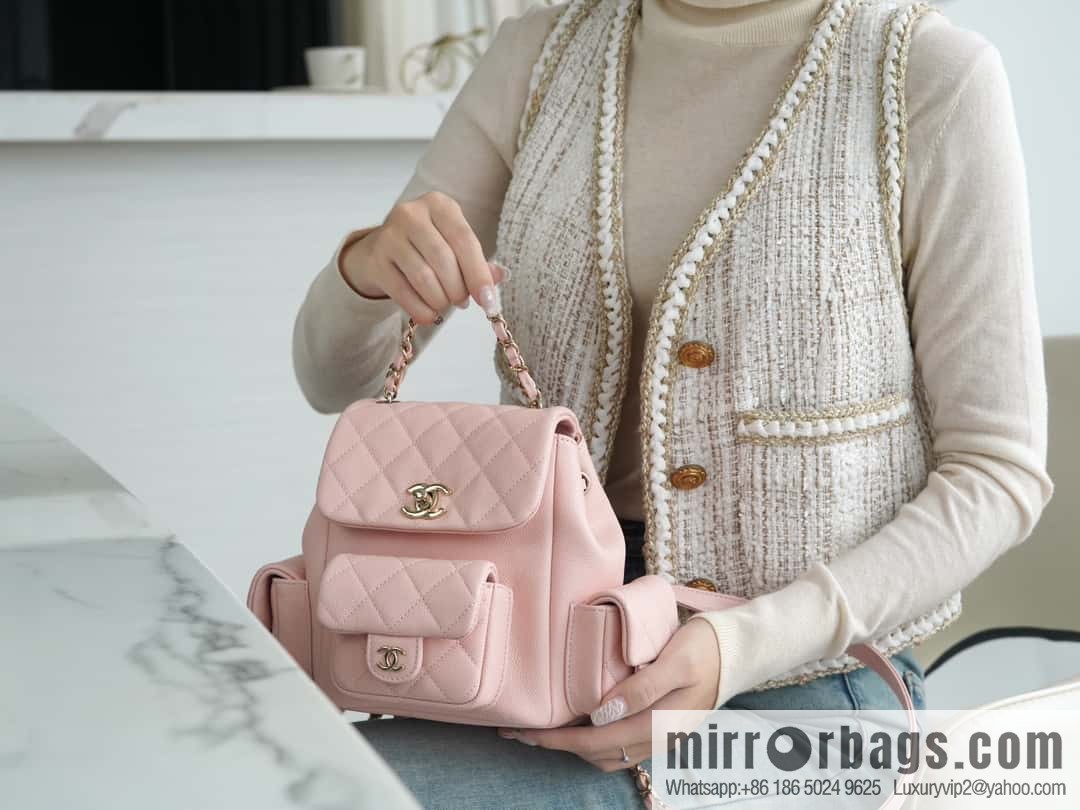 CHANEL 23K new, tank Dumas small shoulder backpack AS4399 light pink