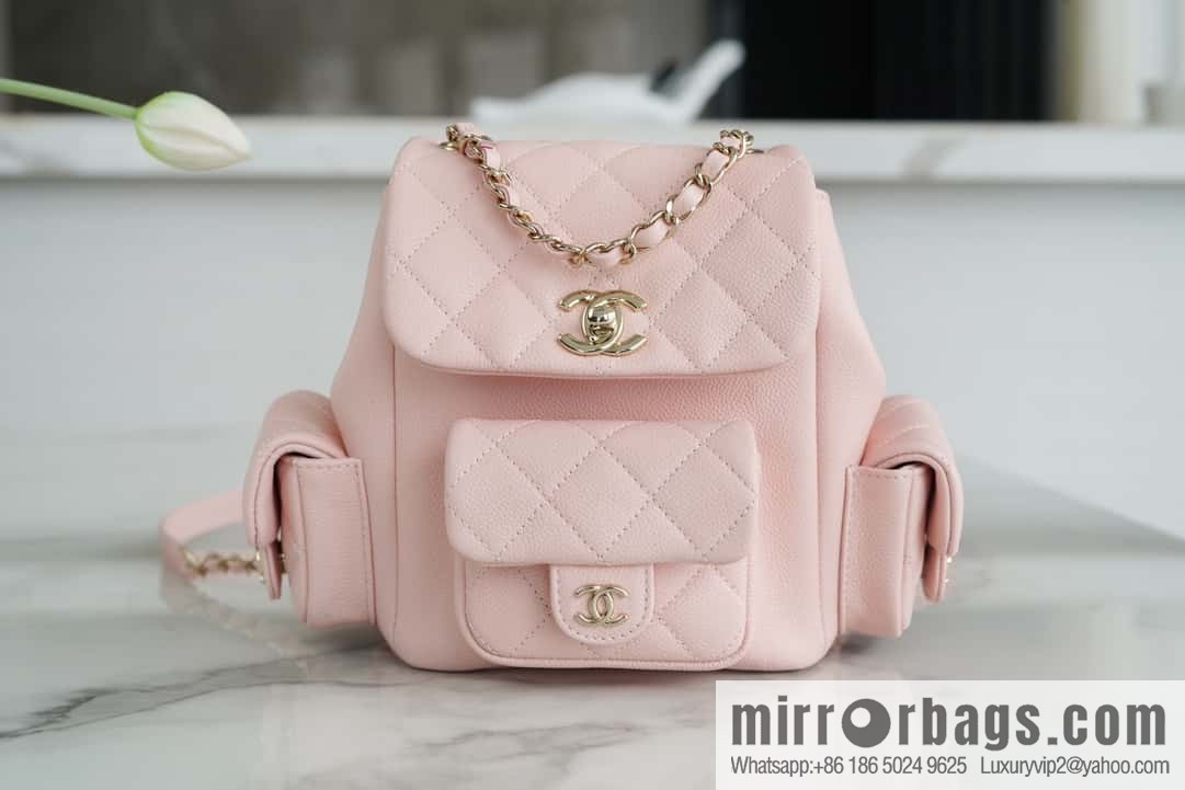CHANEL 23K new, tank Dumas small shoulder backpack AS4399 light pink