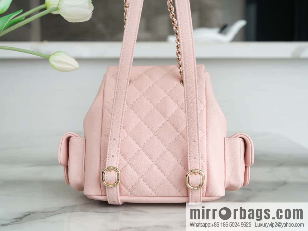 CHANEL 23K new, tank Dumas small shoulder backpack AS4399 light pink