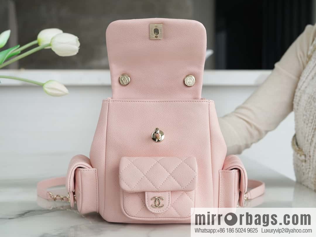 CHANEL 23K new, tank Dumas small shoulder backpack AS4399 light pink