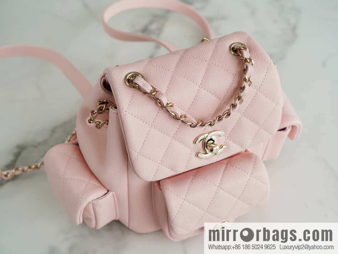 CHANEL 23K new, tank Dumas small shoulder backpack AS4399 light pink