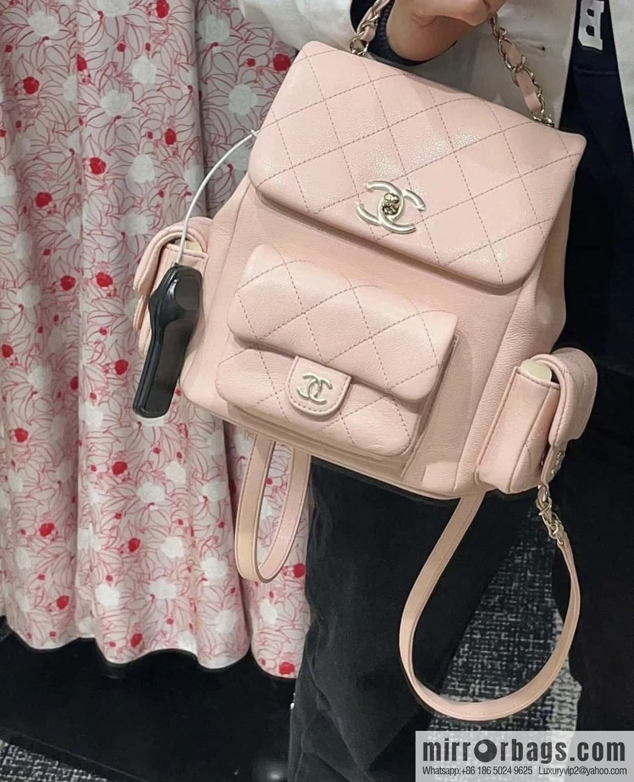 CHANEL 23K new, tank Dumas large shoulder backpack AS4398 light pink