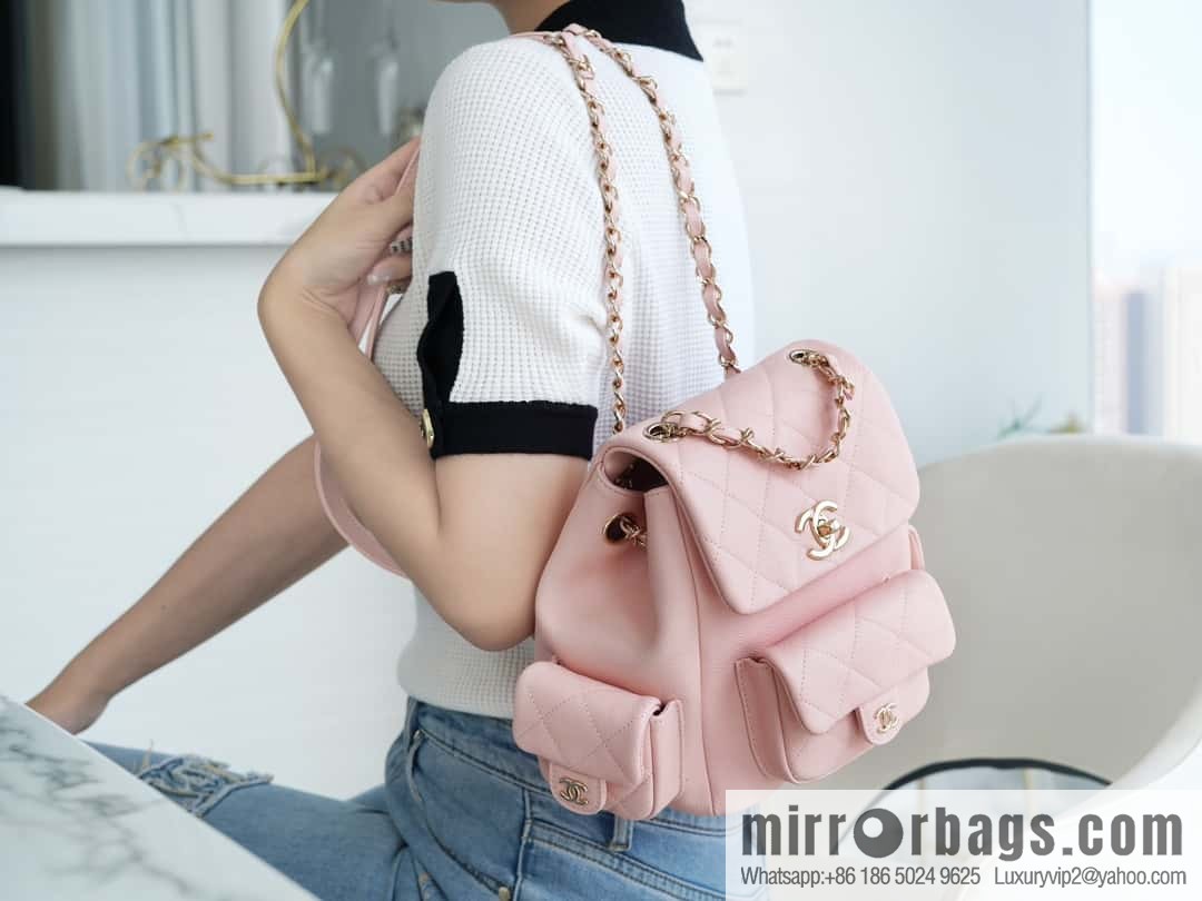 CHANEL 23K new, tank Dumas large shoulder backpack AS4398 light pink