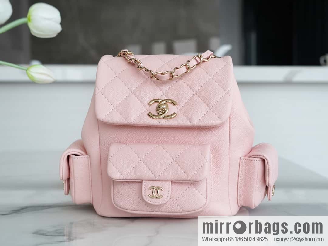CHANEL 23K new, tank Dumas large shoulder backpack AS4398 light pink