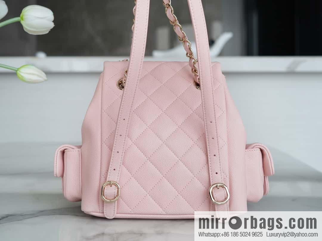 CHANEL 23K new, tank Dumas large shoulder backpack AS4398 light pink