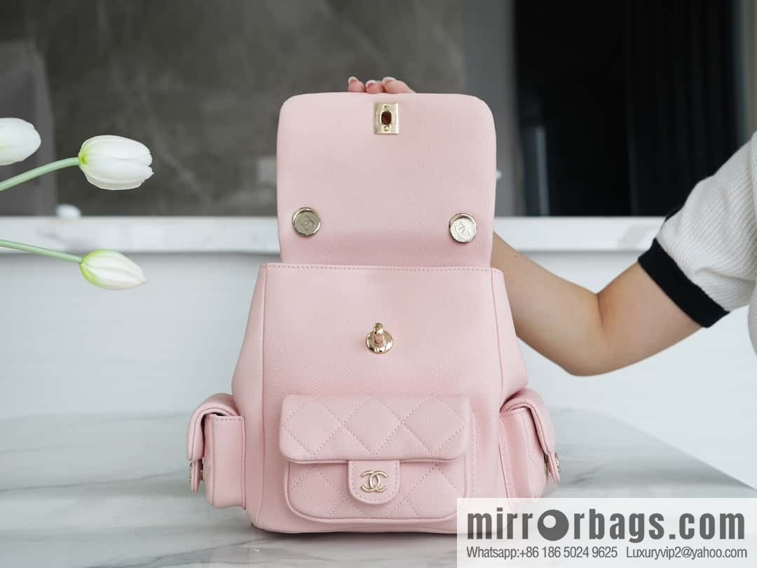 CHANEL 23K new, tank Dumas large shoulder backpack AS4398 light pink