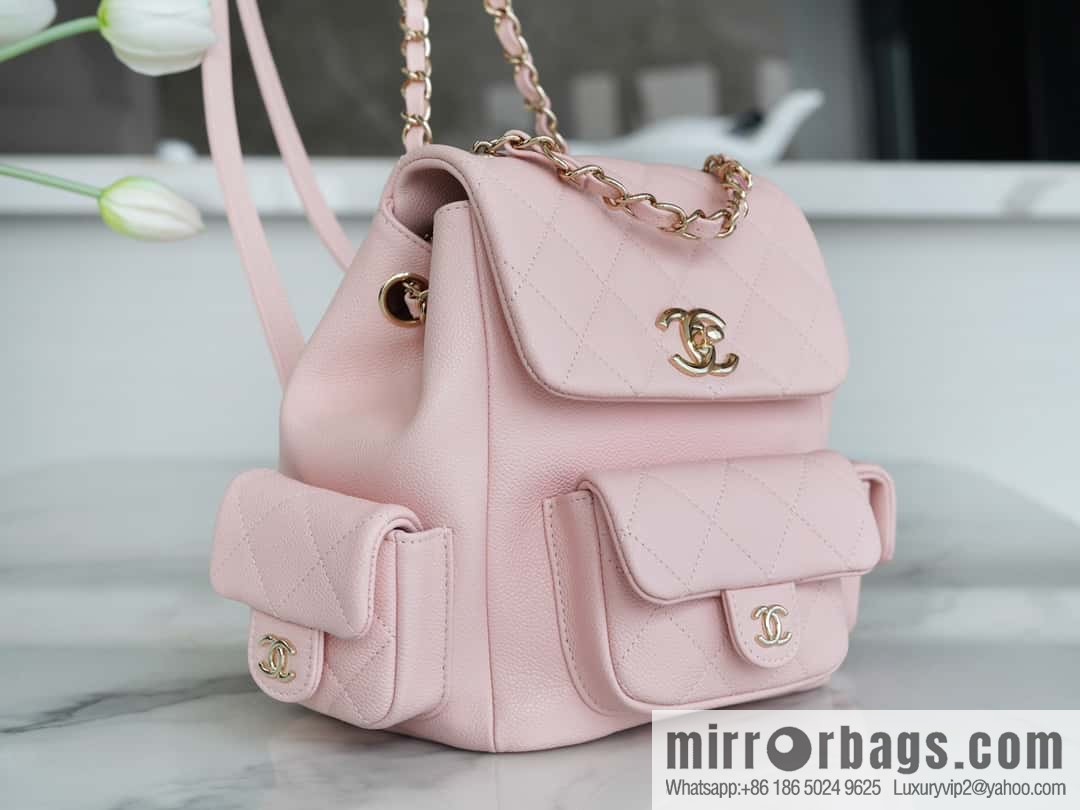 CHANEL 23K new, tank Dumas large shoulder backpack AS4398 light pink
