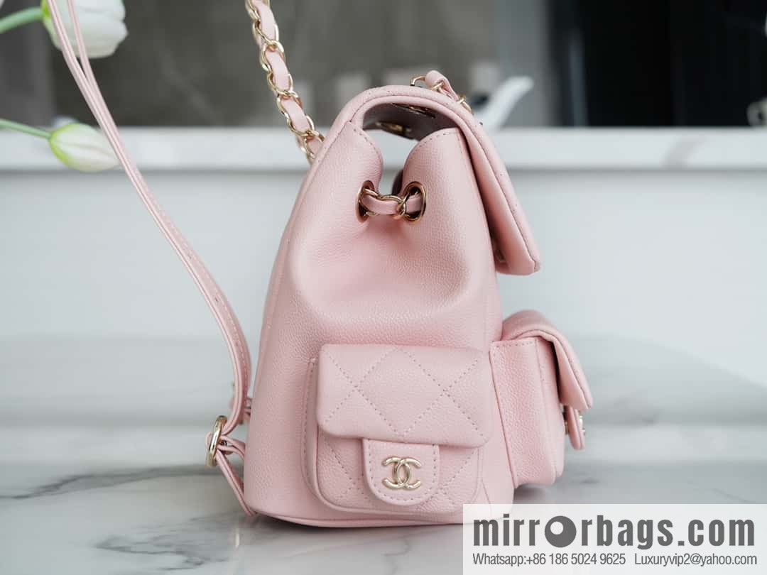 CHANEL 23K new, tank Dumas large shoulder backpack AS4398 light pink