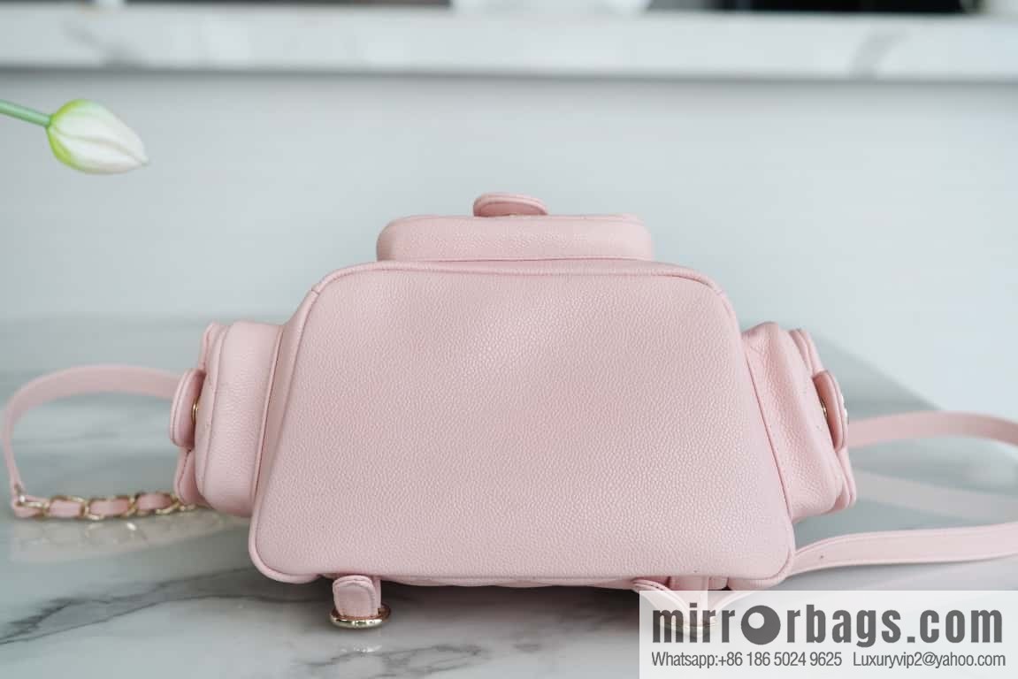 CHANEL 23K new, tank Dumas large shoulder backpack AS4398 light pink