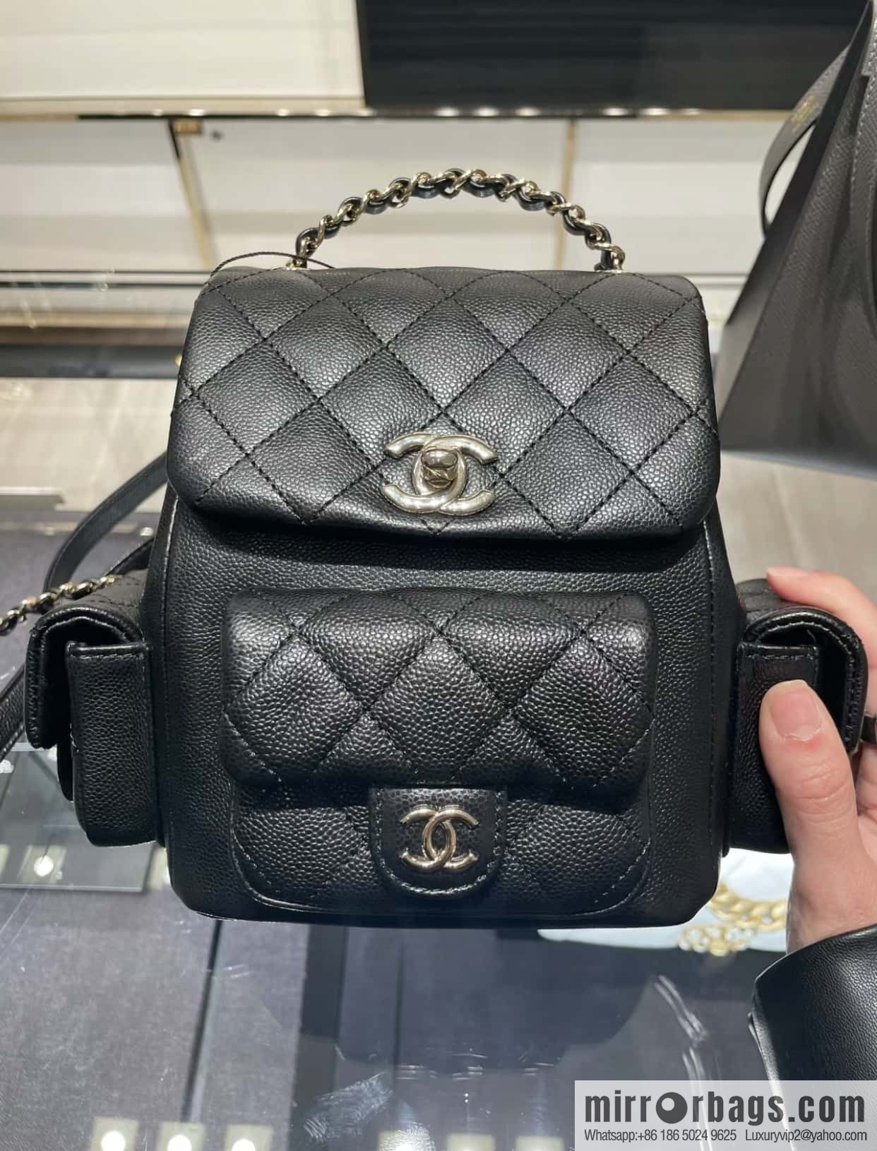 CHANEL 23K new, tank Dumas small shoulder backpack AS4399 black