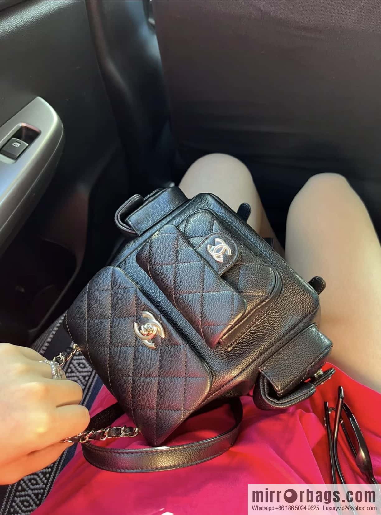 CHANEL 23K new, tank Dumas small shoulder backpack AS4399 black