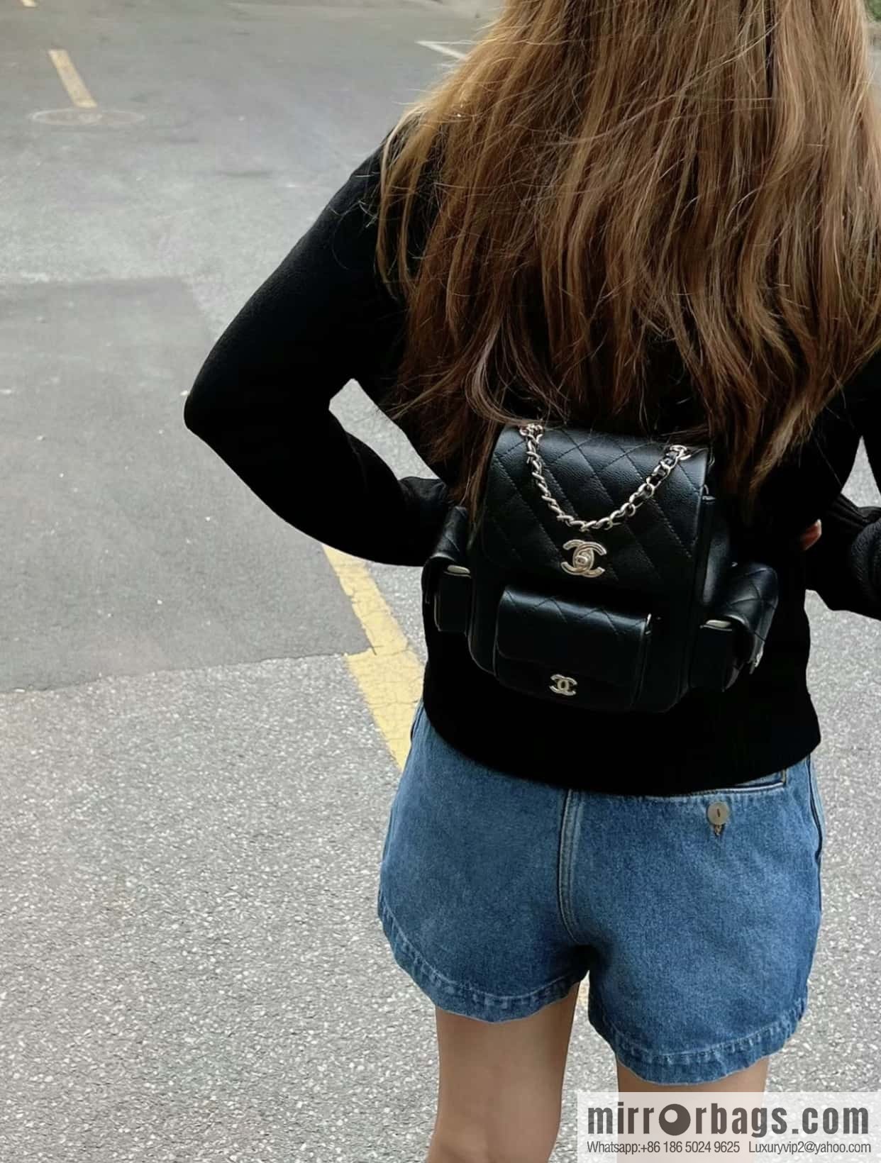 CHANEL 23K new, tank Dumas small shoulder backpack AS4399 black