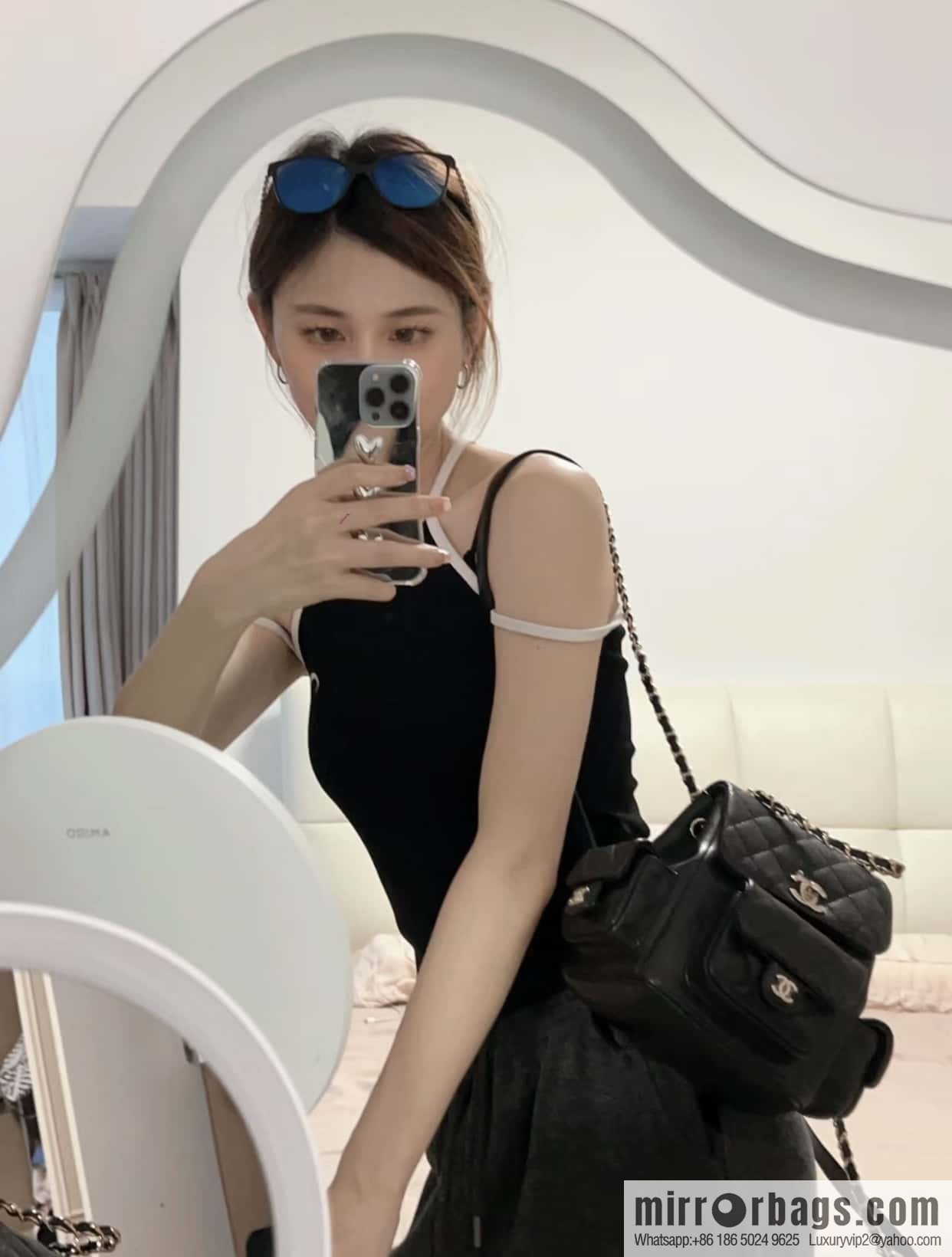 CHANEL 23K new, tank Dumas small shoulder backpack AS4399 black