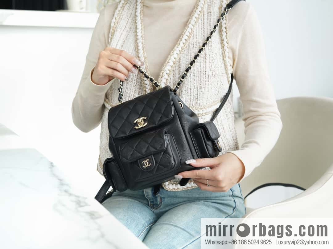 CHANEL 23K new, tank Dumas small shoulder backpack AS4399 black