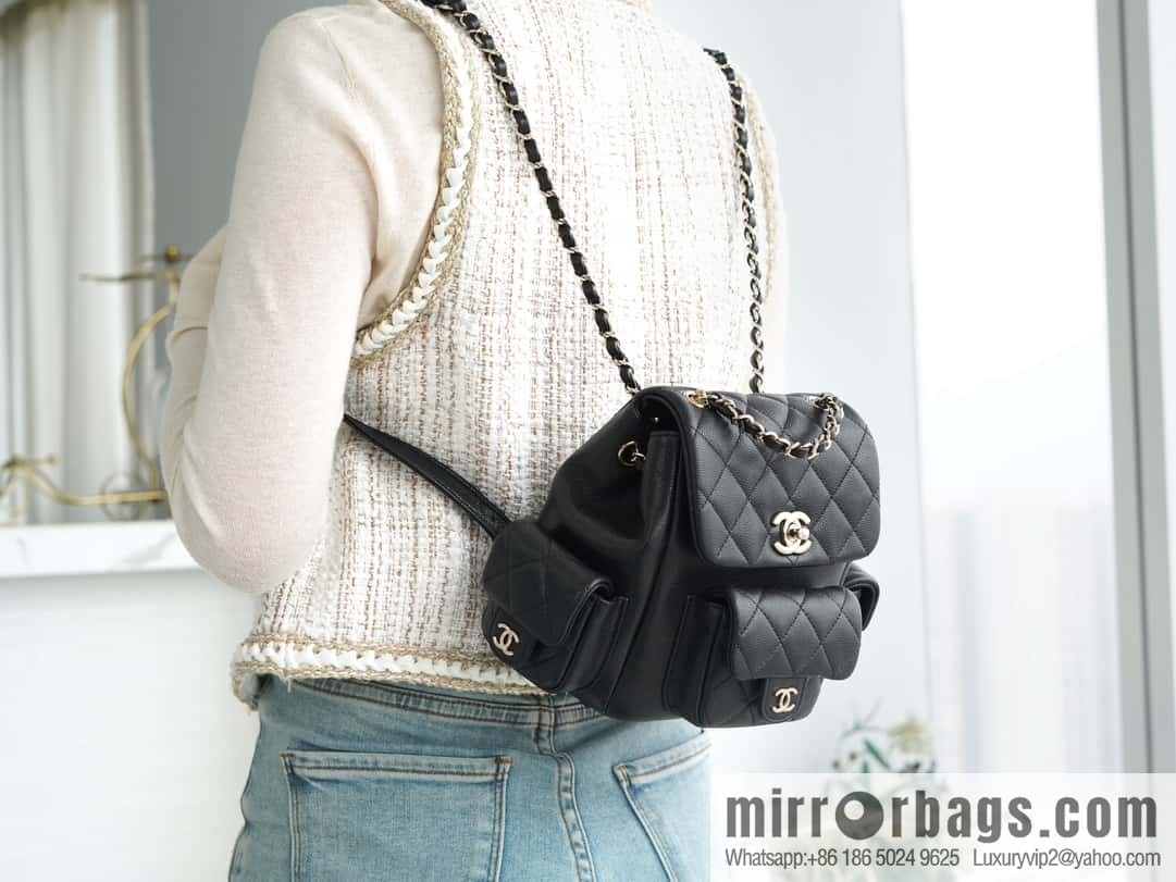 CHANEL 23K new, tank Dumas small shoulder backpack AS4399 black