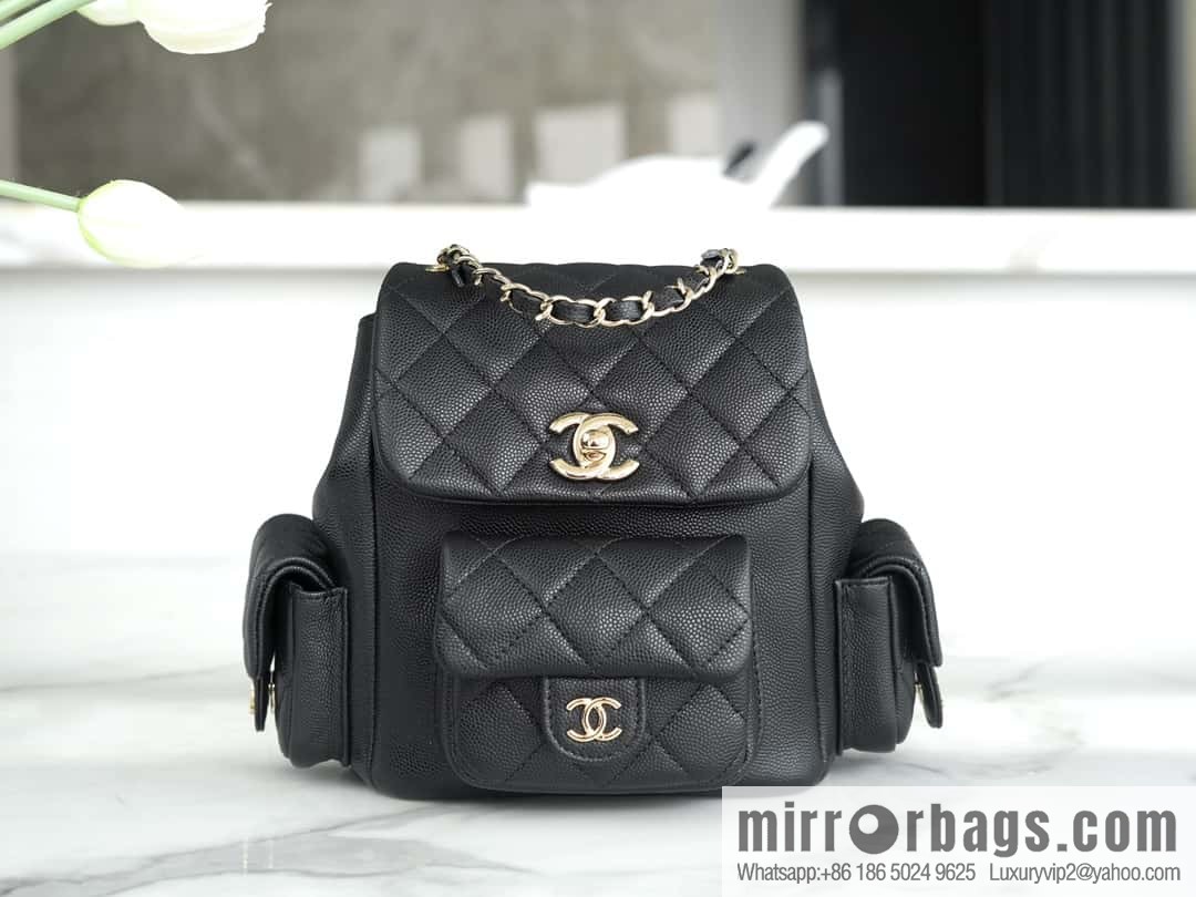 CHANEL 23K new, tank Dumas small shoulder backpack AS4399 black