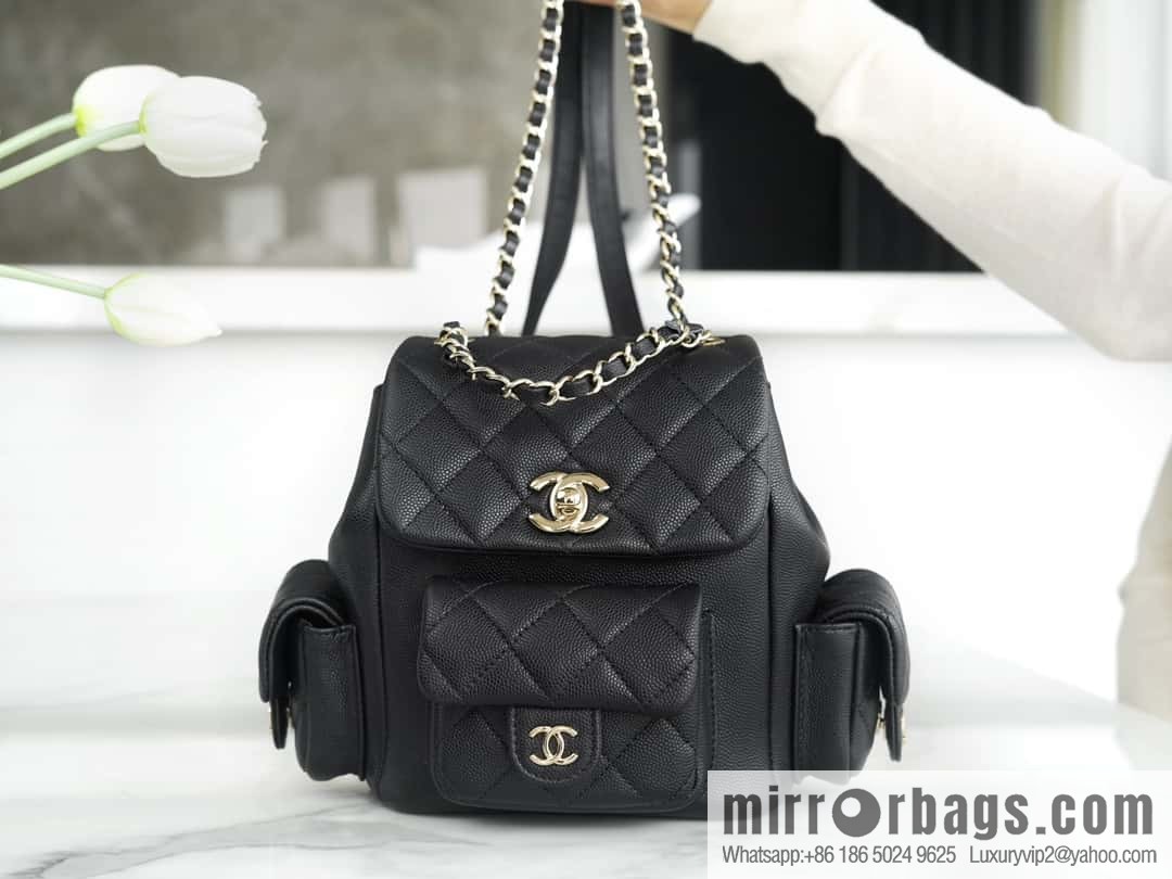 CHANEL 23K new, tank Dumas small shoulder backpack AS4399 black