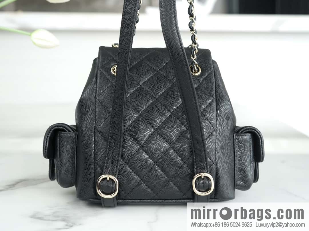 CHANEL 23K new, tank Dumas small shoulder backpack AS4399 black
