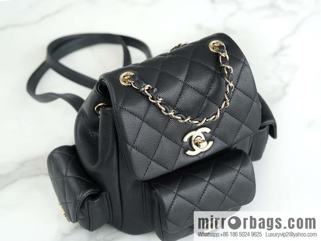 CHANEL 23K new, tank Dumas small shoulder backpack AS4399 black