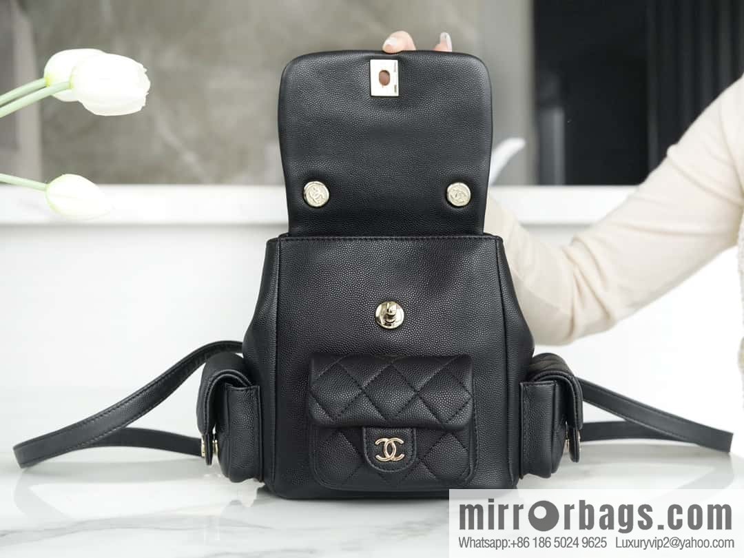 CHANEL 23K new, tank Dumas small shoulder backpack AS4399 black