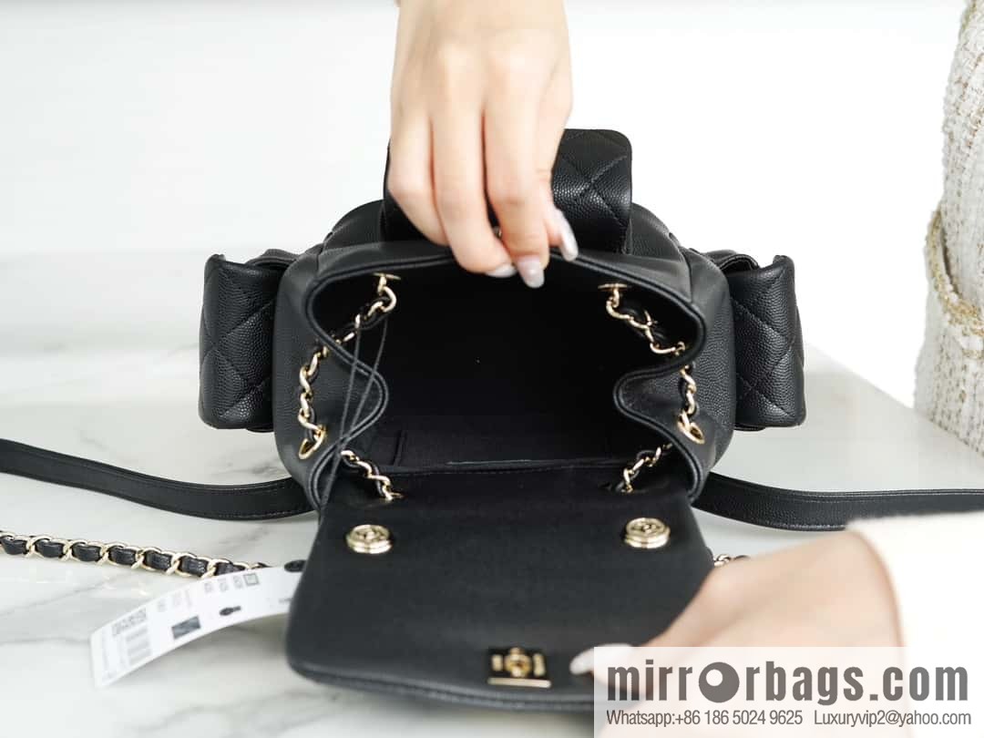 CHANEL 23K new, tank Dumas small shoulder backpack AS4399 black