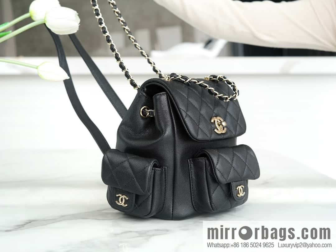 CHANEL 23K new, tank Dumas small shoulder backpack AS4399 black