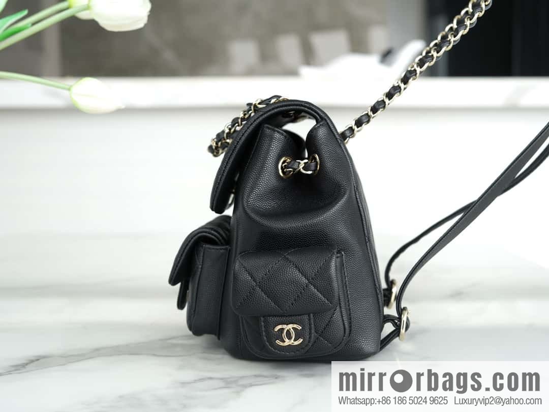 CHANEL 23K new, tank Dumas small shoulder backpack AS4399 black