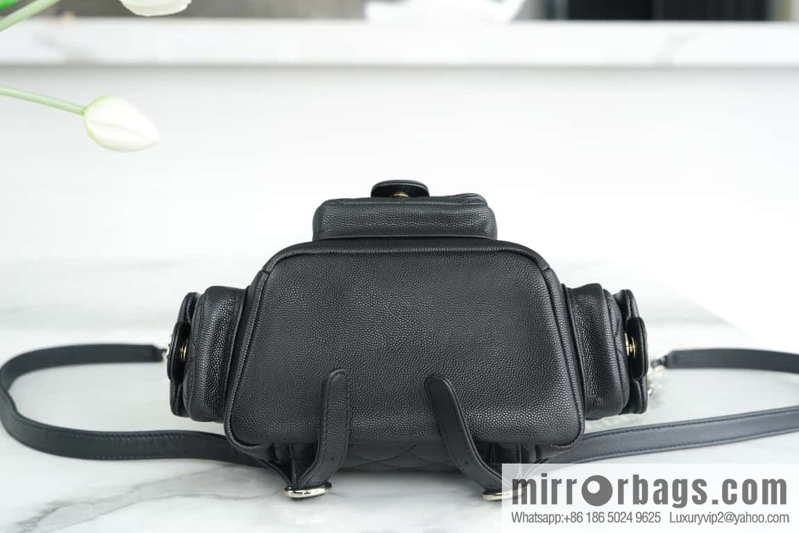 CHANEL 23K new, tank Dumas small shoulder backpack AS4399 black