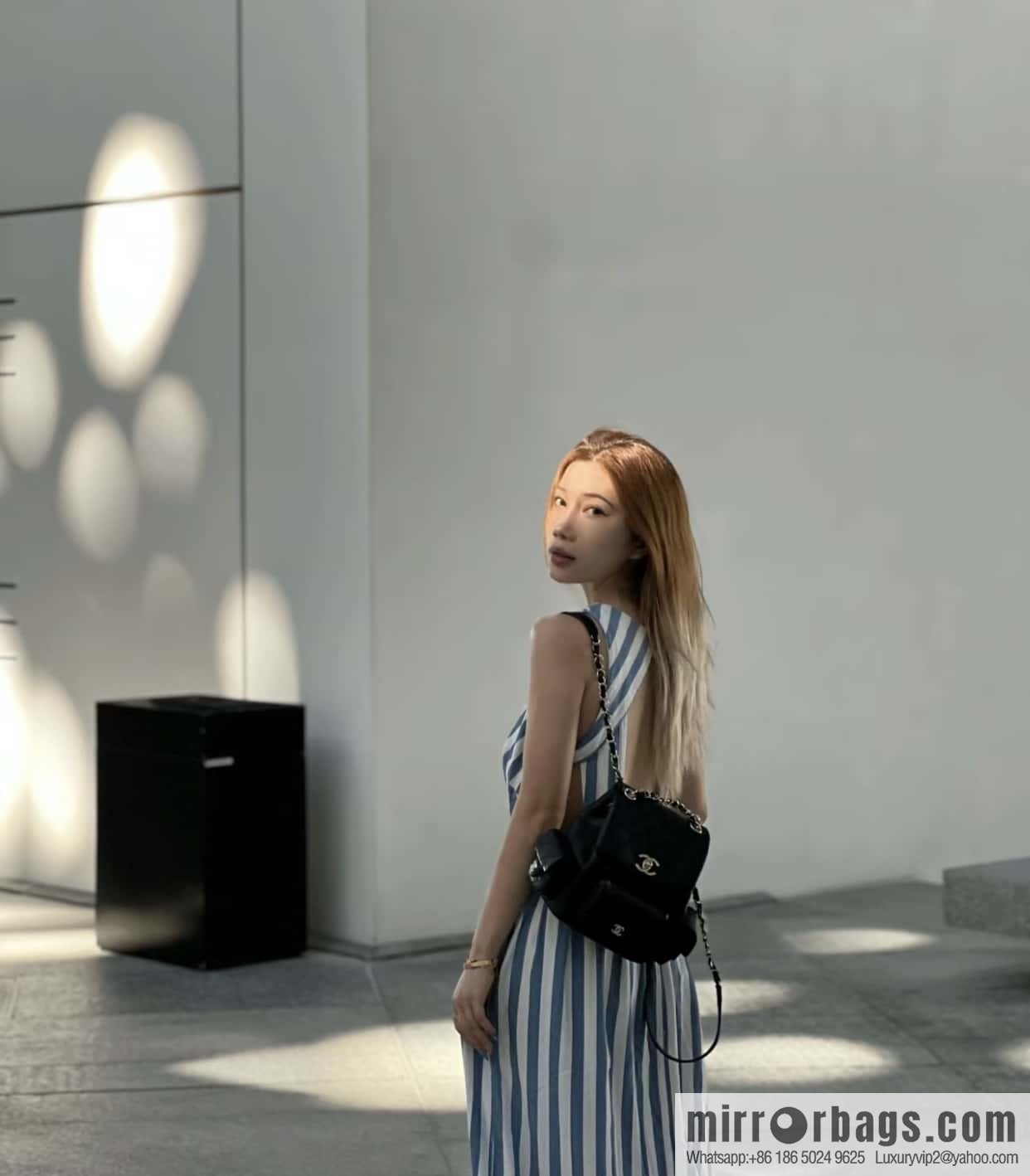 CHANEL 23K new, tank Dumas large shoulder backpack AS4398 black