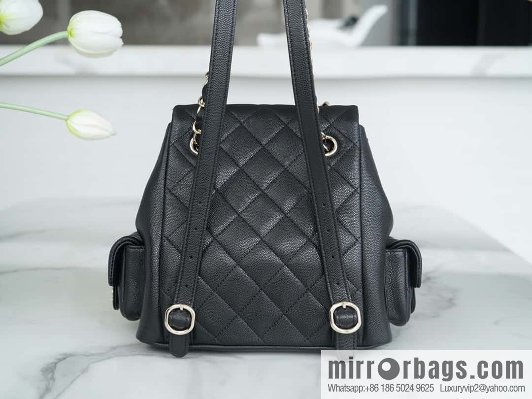 CHANEL 23K new, tank Dumas large shoulder backpack AS4398 black