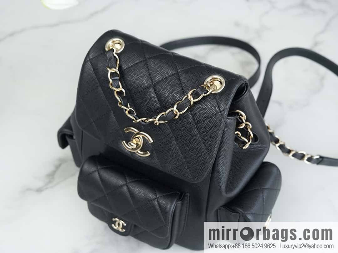 CHANEL 23K new, tank Dumas large shoulder backpack AS4398 black