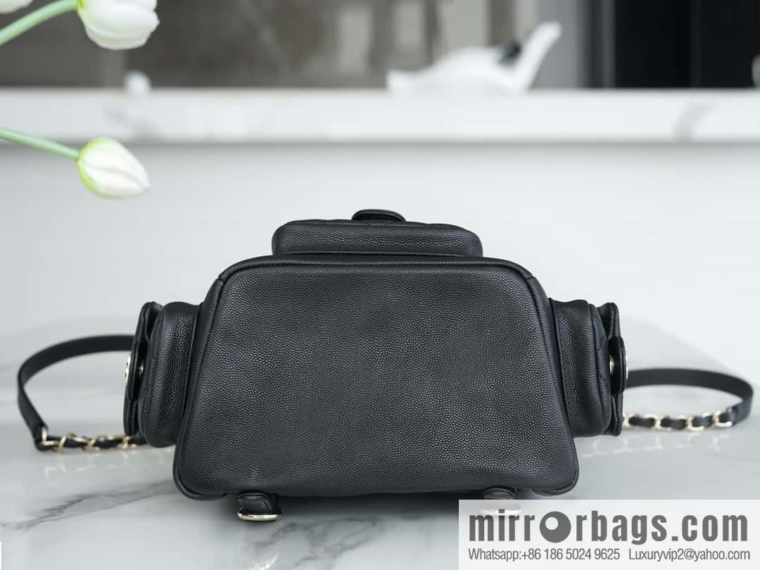 CHANEL 23K new, tank Dumas large shoulder backpack AS4398 black
