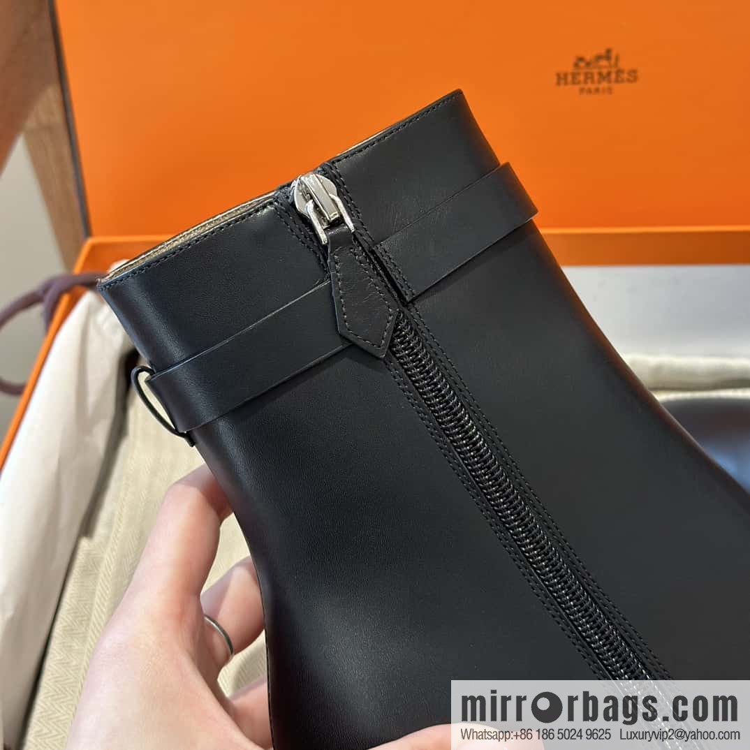 Hermès Kelly buckle, calfskin high-heeled boots