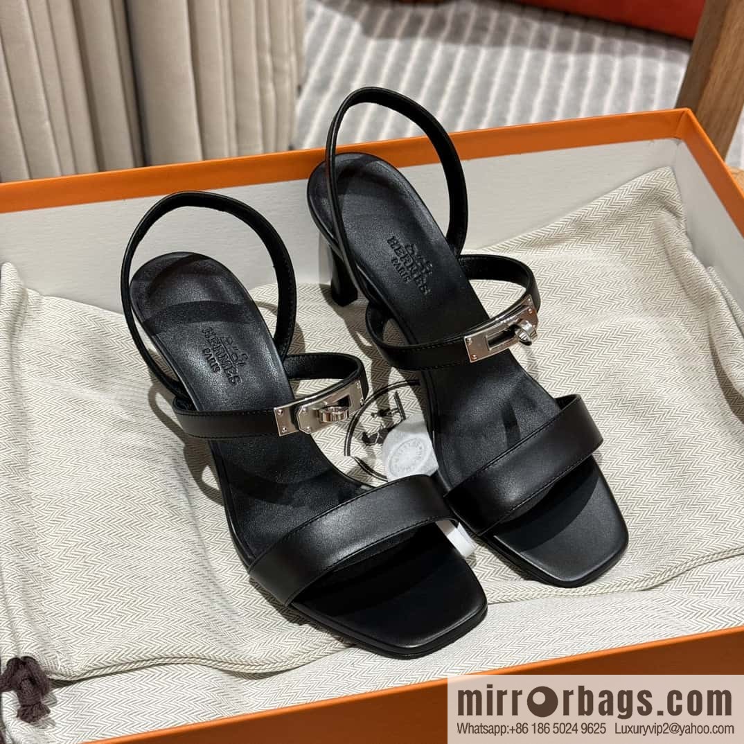 Hermès kelly buckle high-heeled sandals