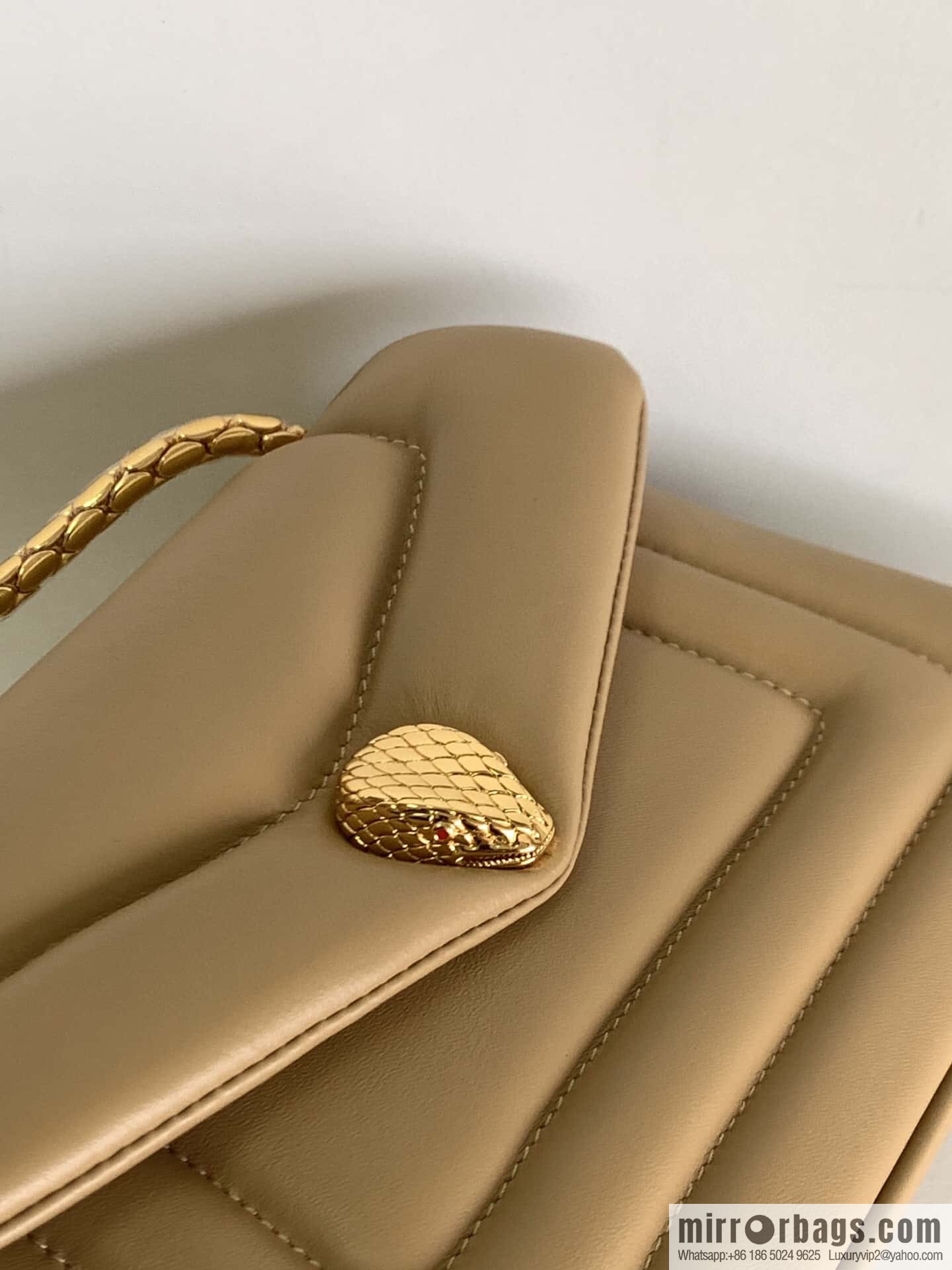 BVLGARI Bulgari SERPENTI REVERSE Small Shoulder Bag 292123 Apricot 22CM