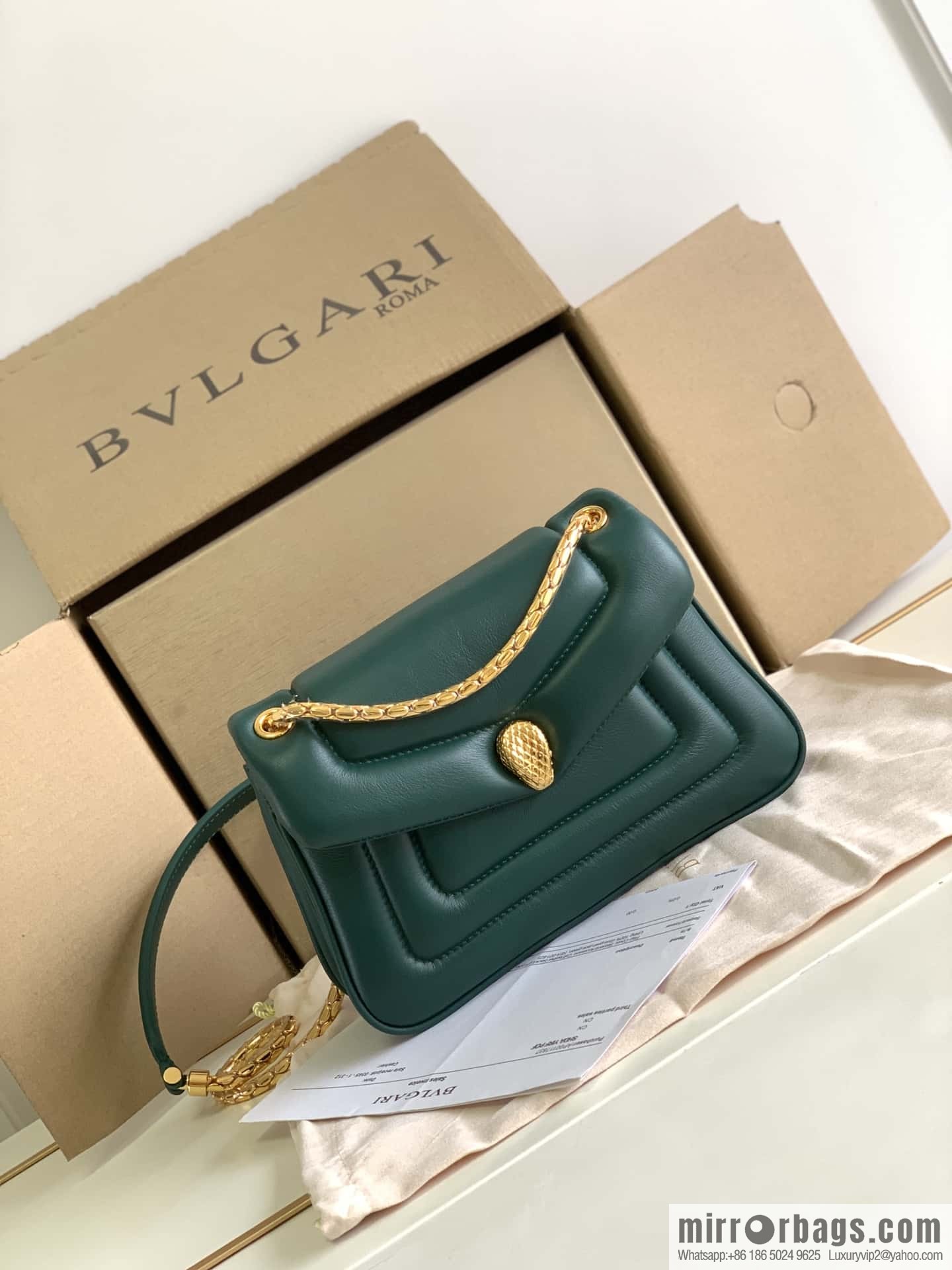 BVLGARI Bulgari SERPENTI REVERSE Small Shoulder Bag 292123 Green 22CM