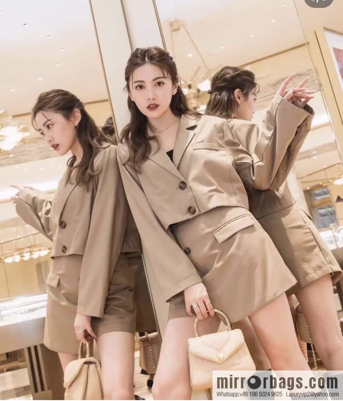 BVLGARI Bulgari SERPENTI REVERSE Small tote bag 292128 Milk tea color 20CM