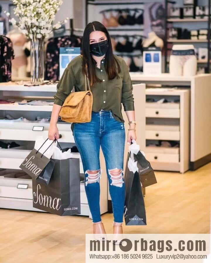 Saint laurent Ysl Niki 28cm suede and leather 498894 caramel