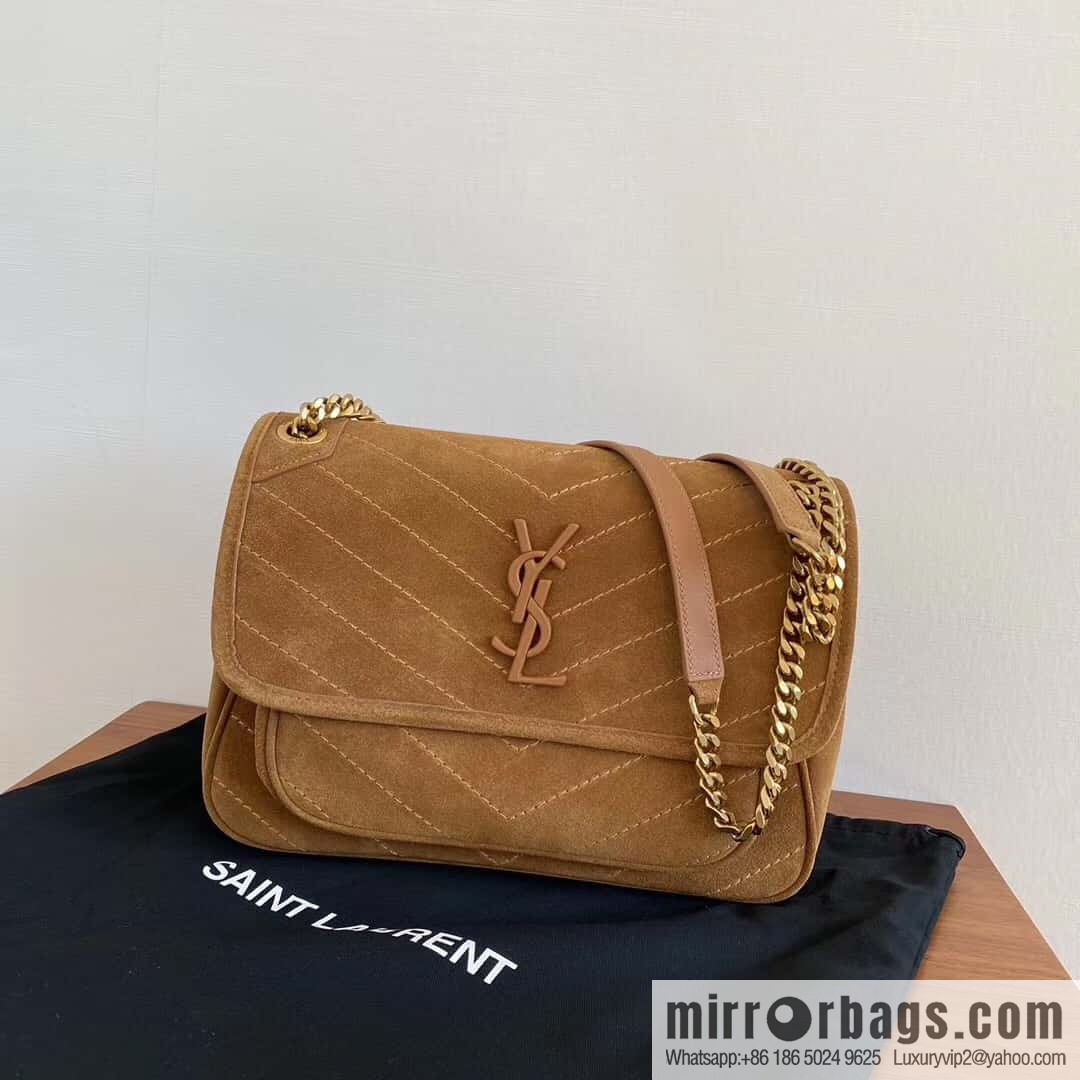 Saint laurent Ysl Niki 28cm suede and leather 498894 caramel