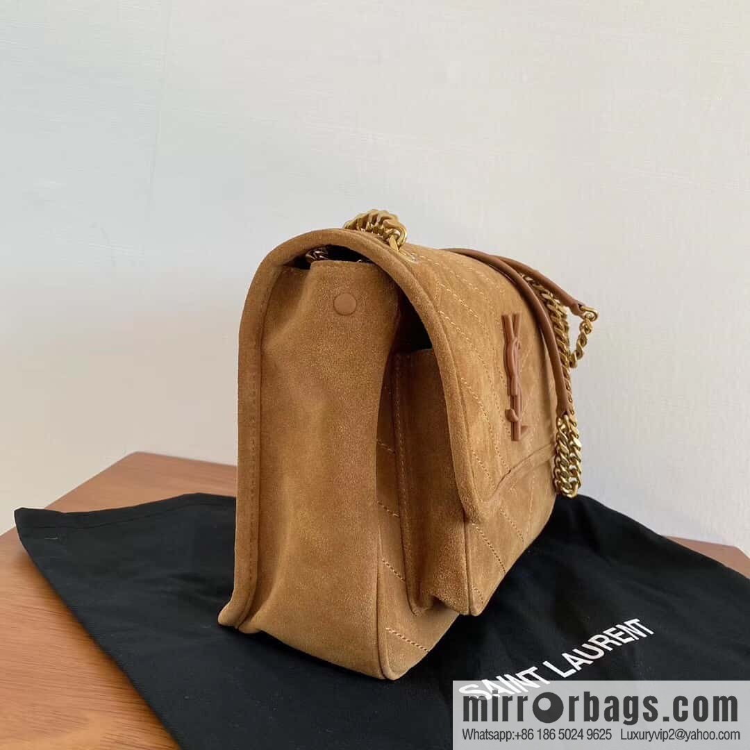 Saint laurent Ysl Niki 28cm suede and leather 498894 caramel