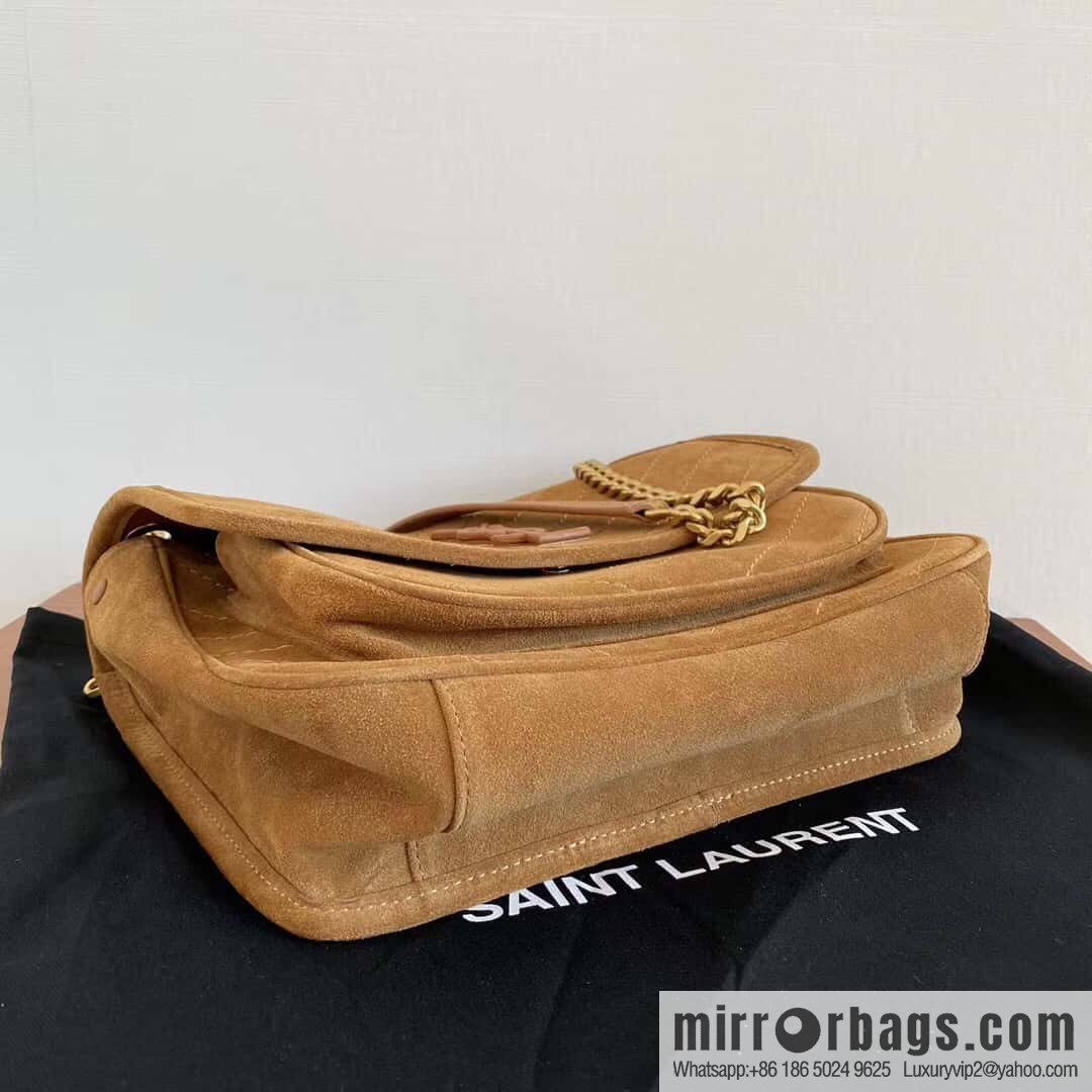 Saint laurent Ysl Niki 28cm suede and leather 498894 caramel