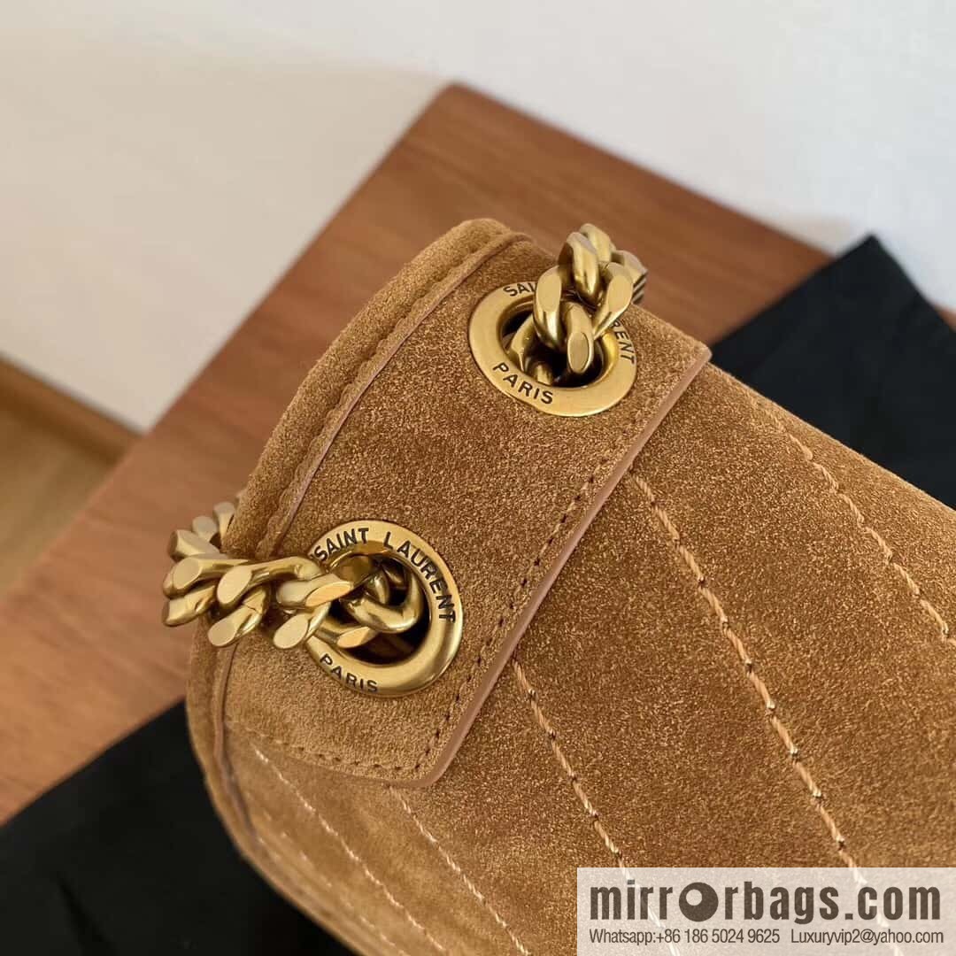 Saint laurent Ysl Niki 28cm suede and leather 498894 caramel