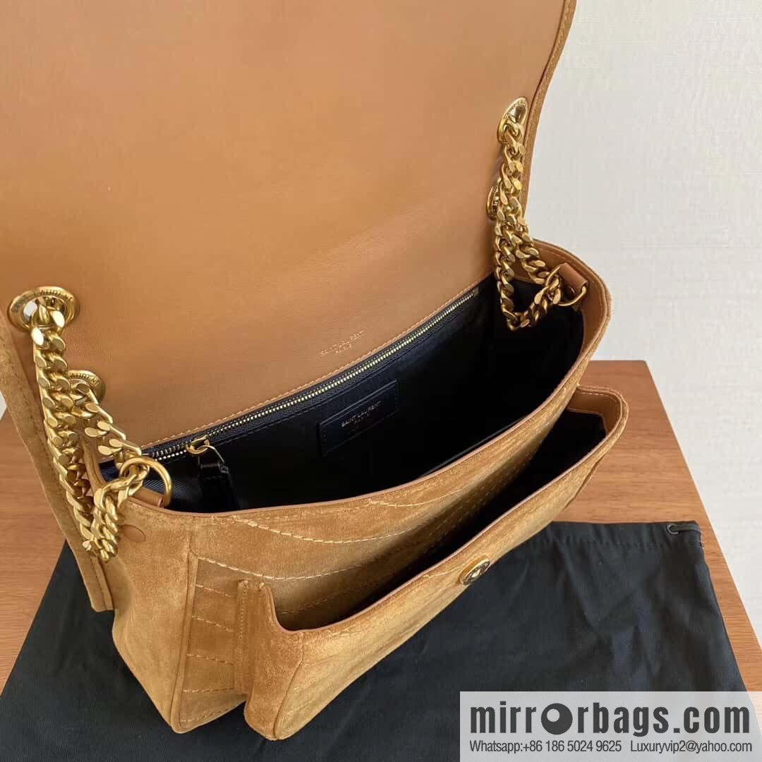 Saint laurent Ysl Niki 28cm suede and leather 498894 caramel